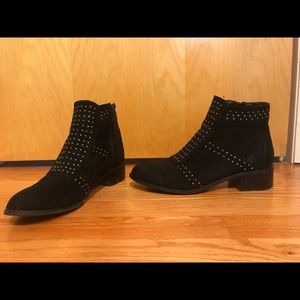 Black ankle boots with metal stud embellishment